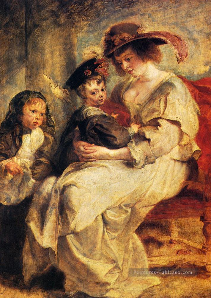 Peter Paul Helene Fourment avec deux de ses enfants Claire Jeanne et François Rubens Peintures à l'huile
